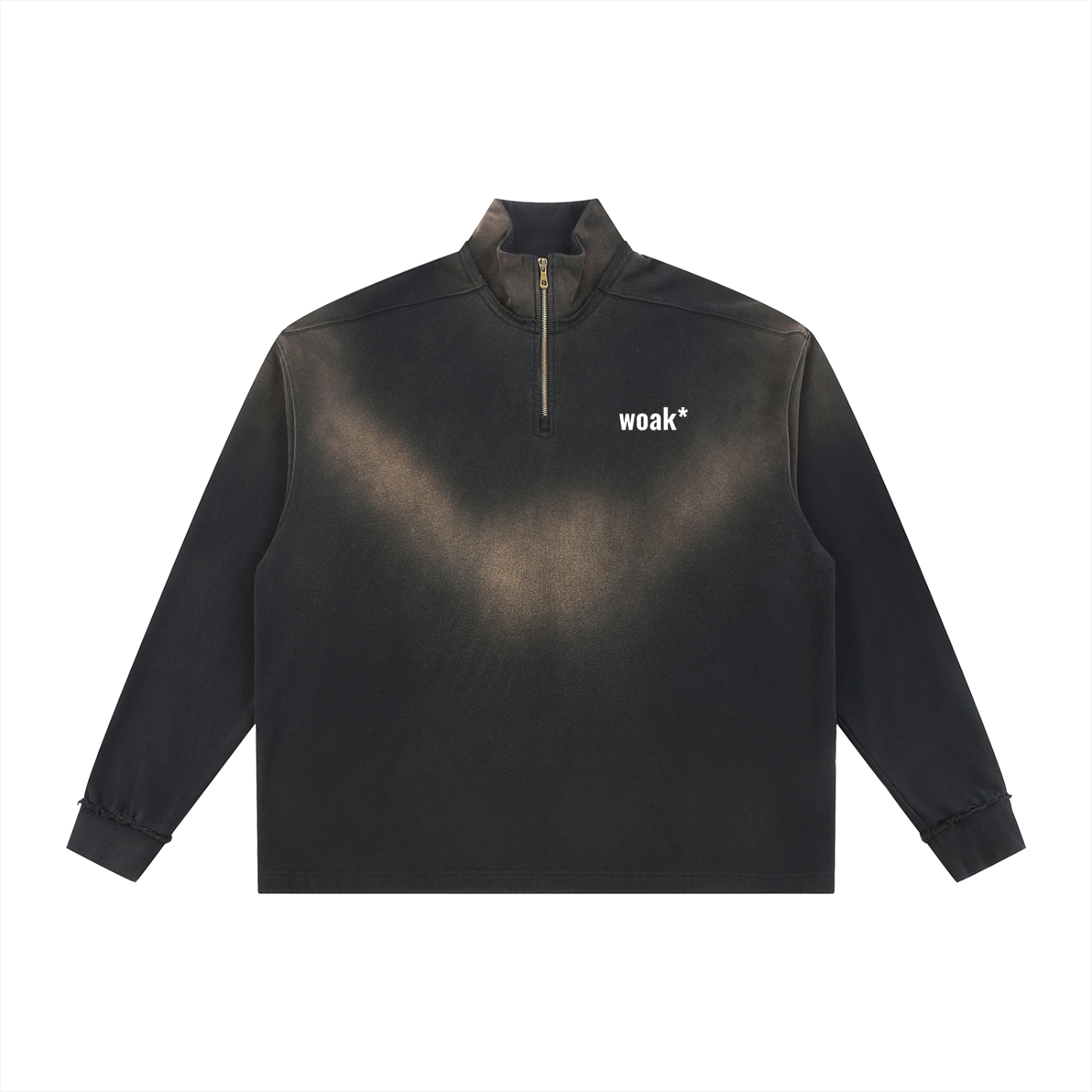 Sun Fade Raw Edge Quarter-Zip Sweatshirt