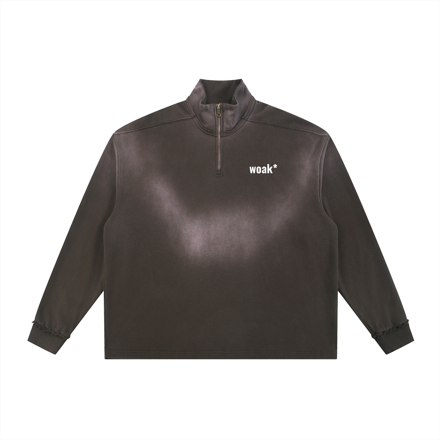 Sun Fade Raw Edge Quarter-Zip Sweatshirt